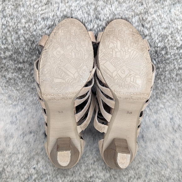 Wonders Leather Stacked Heel Sandal Made With Love In Spain Tan Women's 7.5 - Picture 9 of 9
